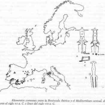 Click para ampliar. Pulsa en el nombre para ver la ficha. Elementos comunes entre Iberia y el Mediterráneo Central S.VIII y VII a.C.